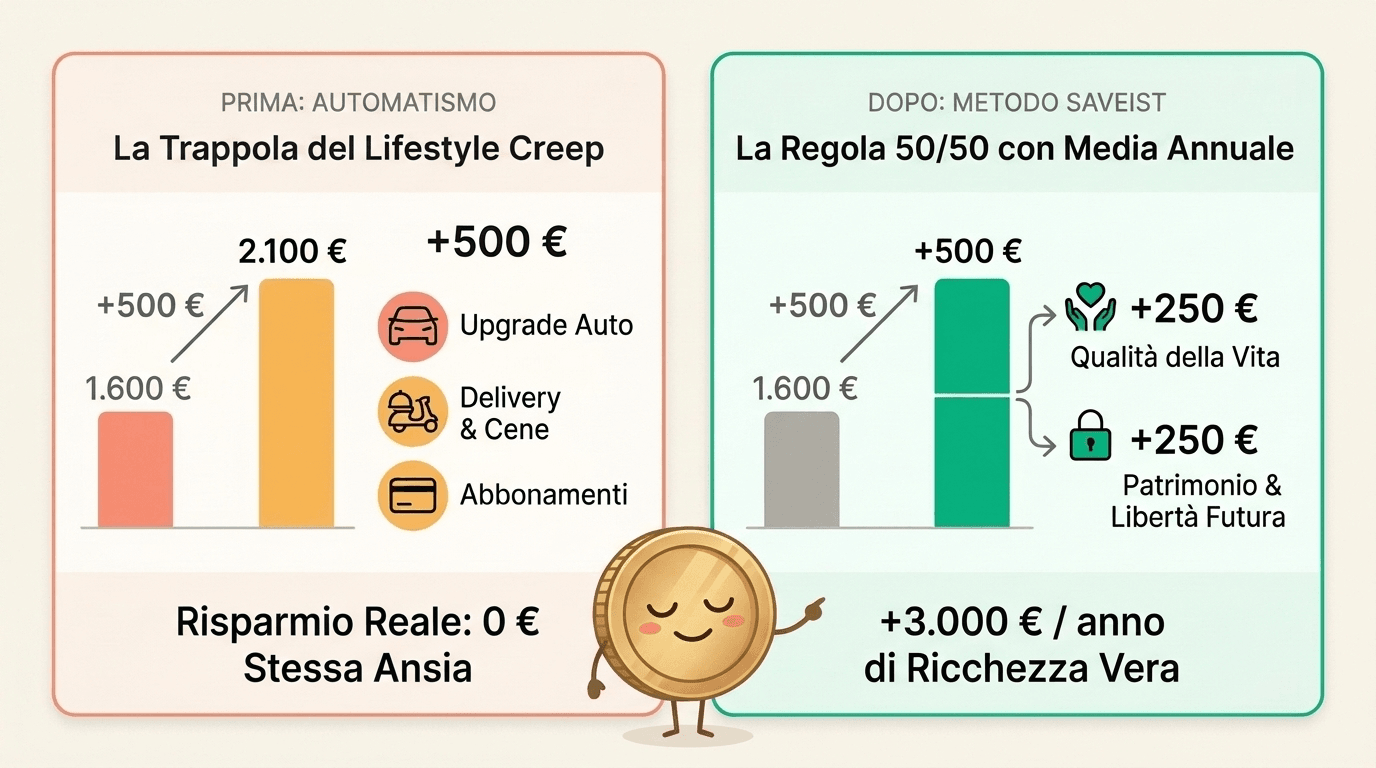 La Trappola del Lifestyle Creep vs La Regola 50/50 con Media Annuale