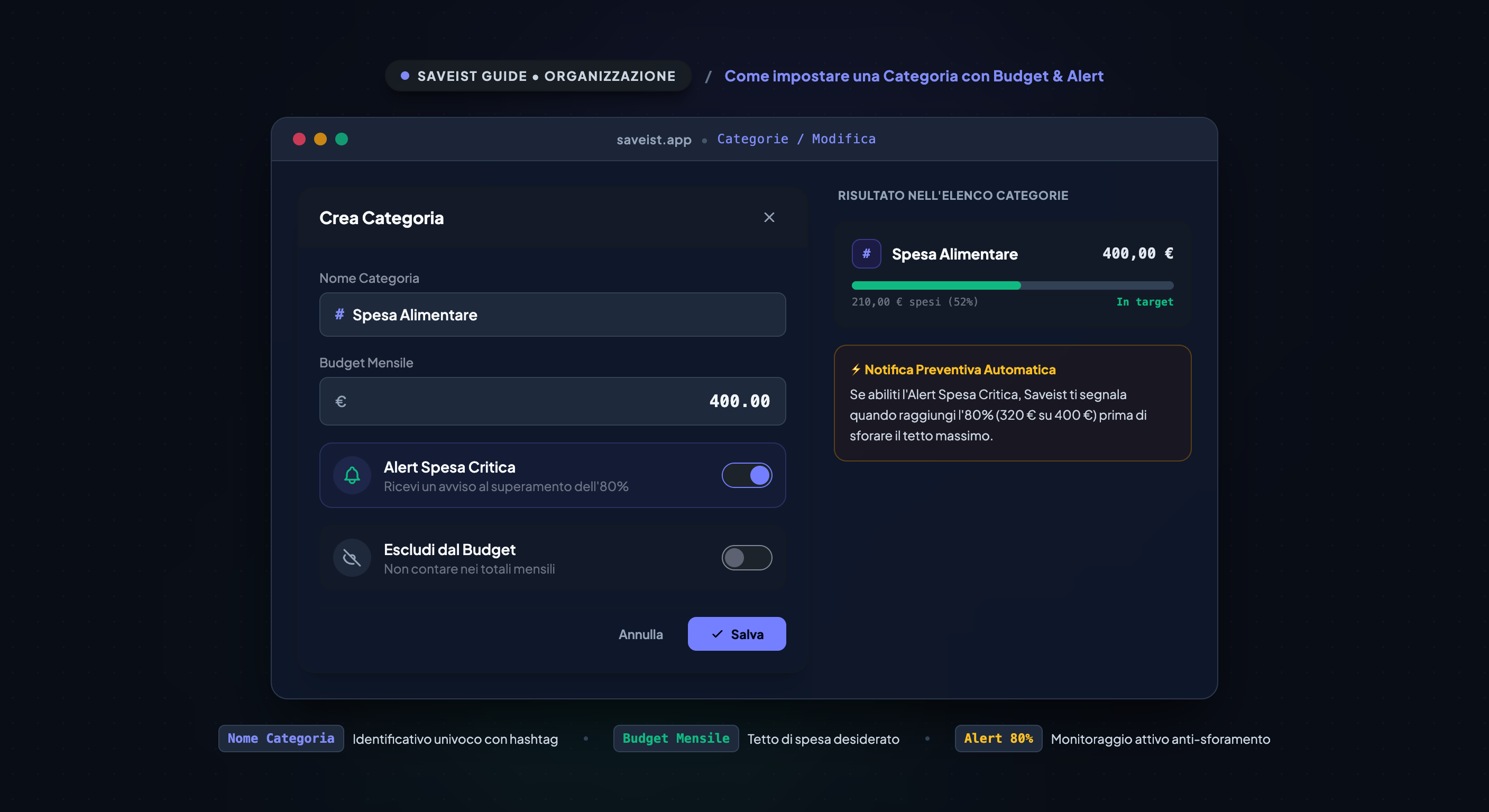 Come creare e gestire le categorie in Saveist