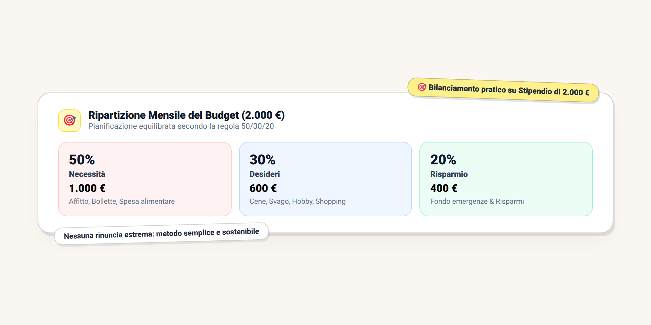 Elenco delle categorie organizzate con tetti di spesa mensili dedicati a bisogni e desideri in Saveist
